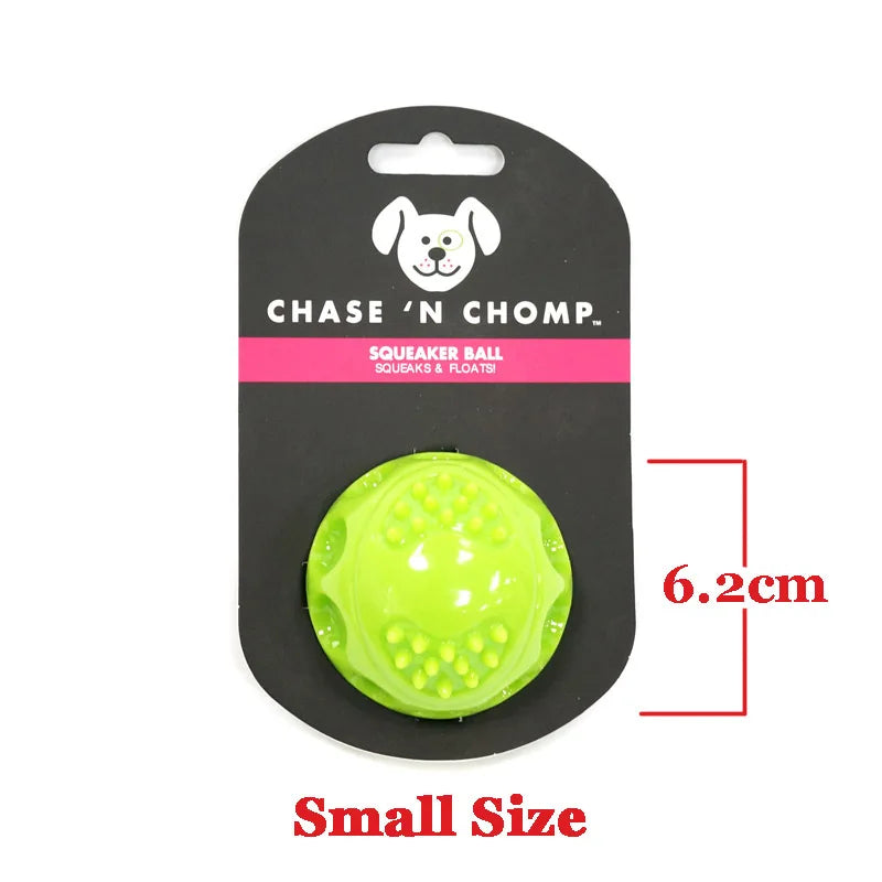Neon green squeaky bounce ball for small size, round with raised nubs