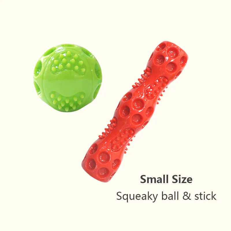 Squeaky ball and stick set: green ball and red textured stick