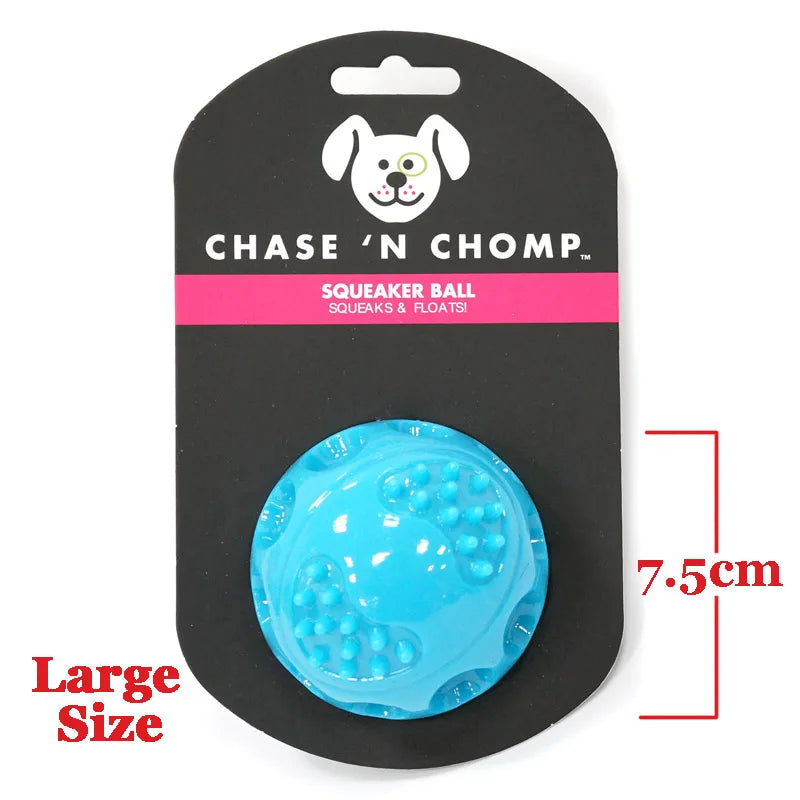 Blue squeaky bounce ball for large size, round with raised nubs