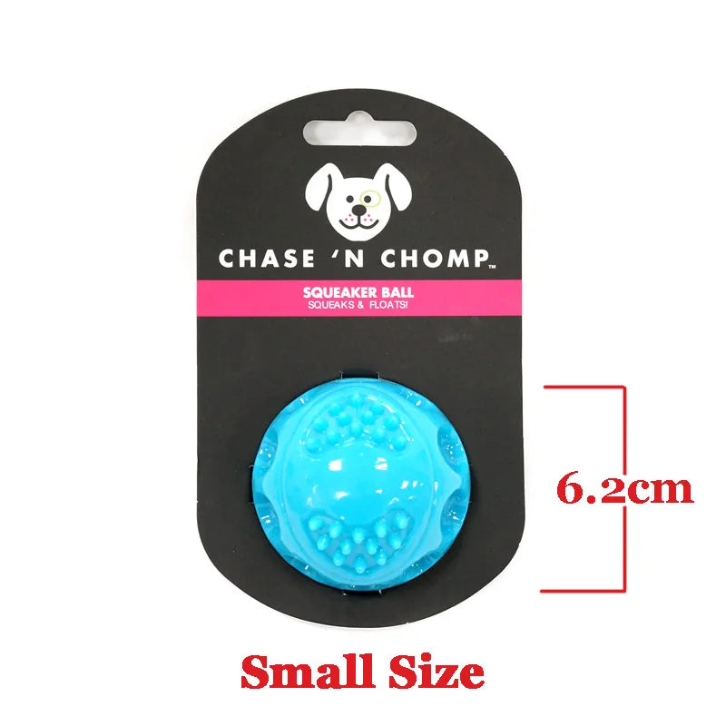 Blue squeaky bounce ball for small size, round with raised nubs