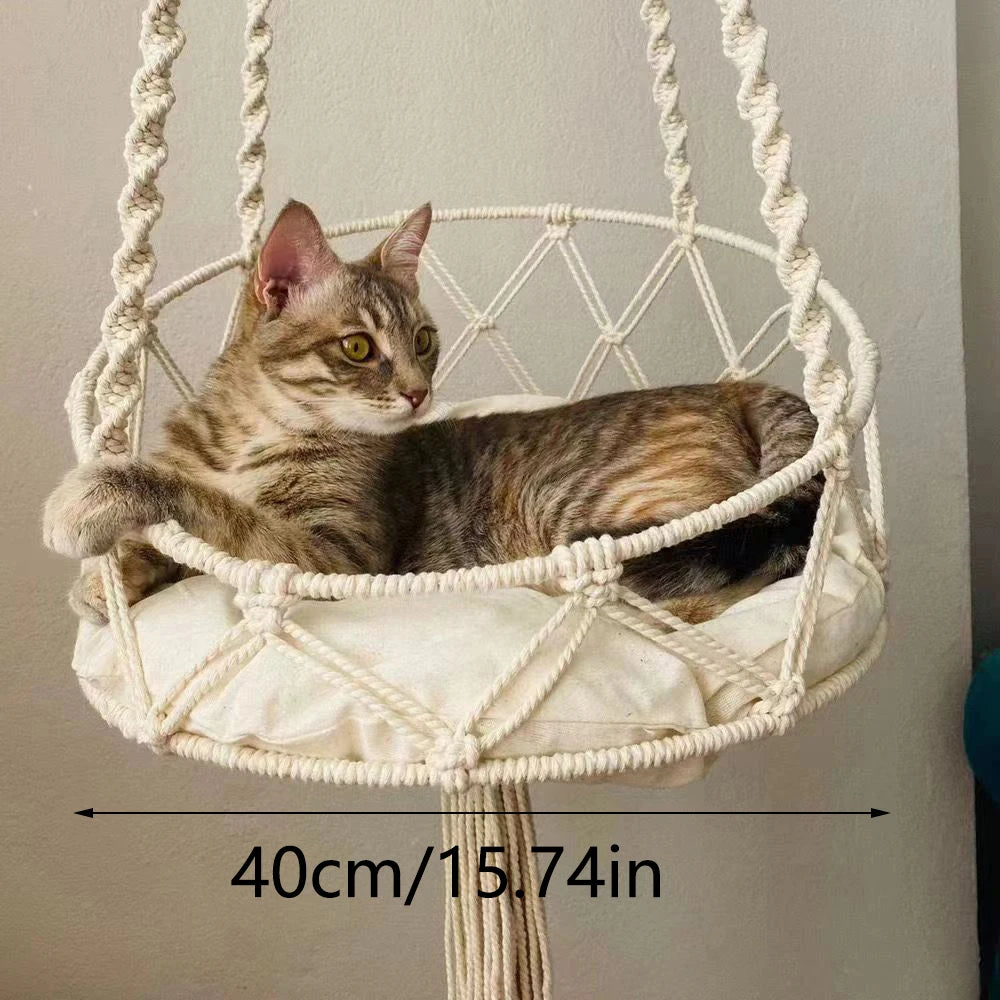Zavero™ Woven Kitten Hammock — Bohemian Hanging Cat Bed