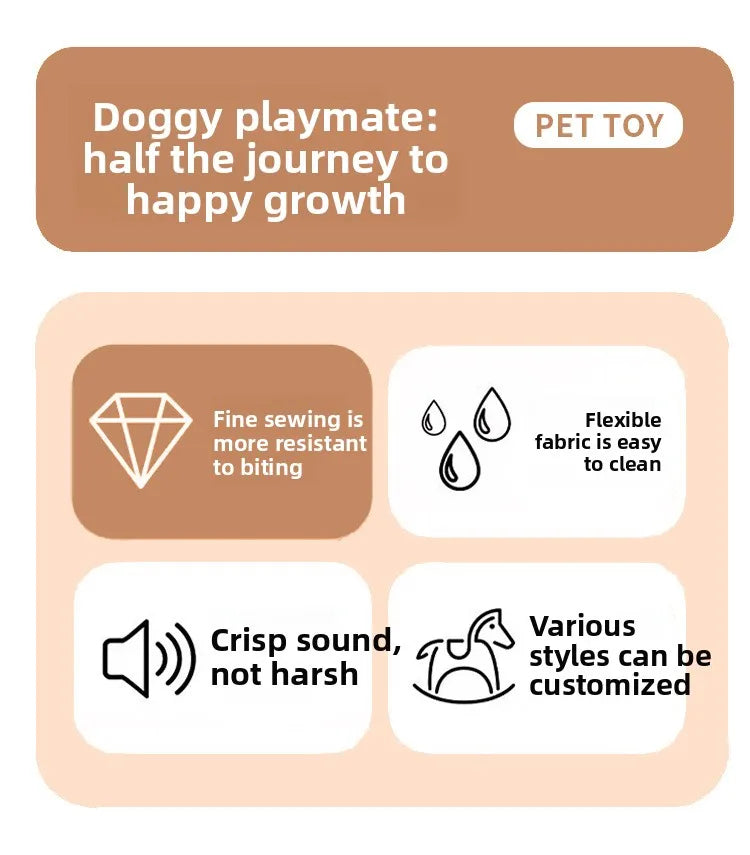 Squeaky Dog Toy for Small Medium Dogs, Self-Entertainment Chew Plush Toy, Boredom Relief Teeth Cleaning Pet Supplies