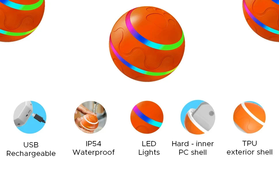 Active Roling Ball for Dogs - 2.2" Sturdy Motion Actived Interactive Dog Ball for Puppy/Small/Medium Dogs, USB Rechargeable Ball