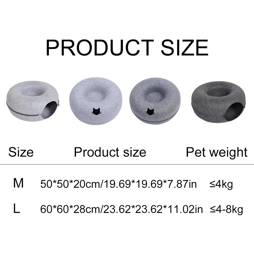 Zavero™ Cat Tunnel Nest Bed — Felt Scratcher Donut Sleeping Toy
