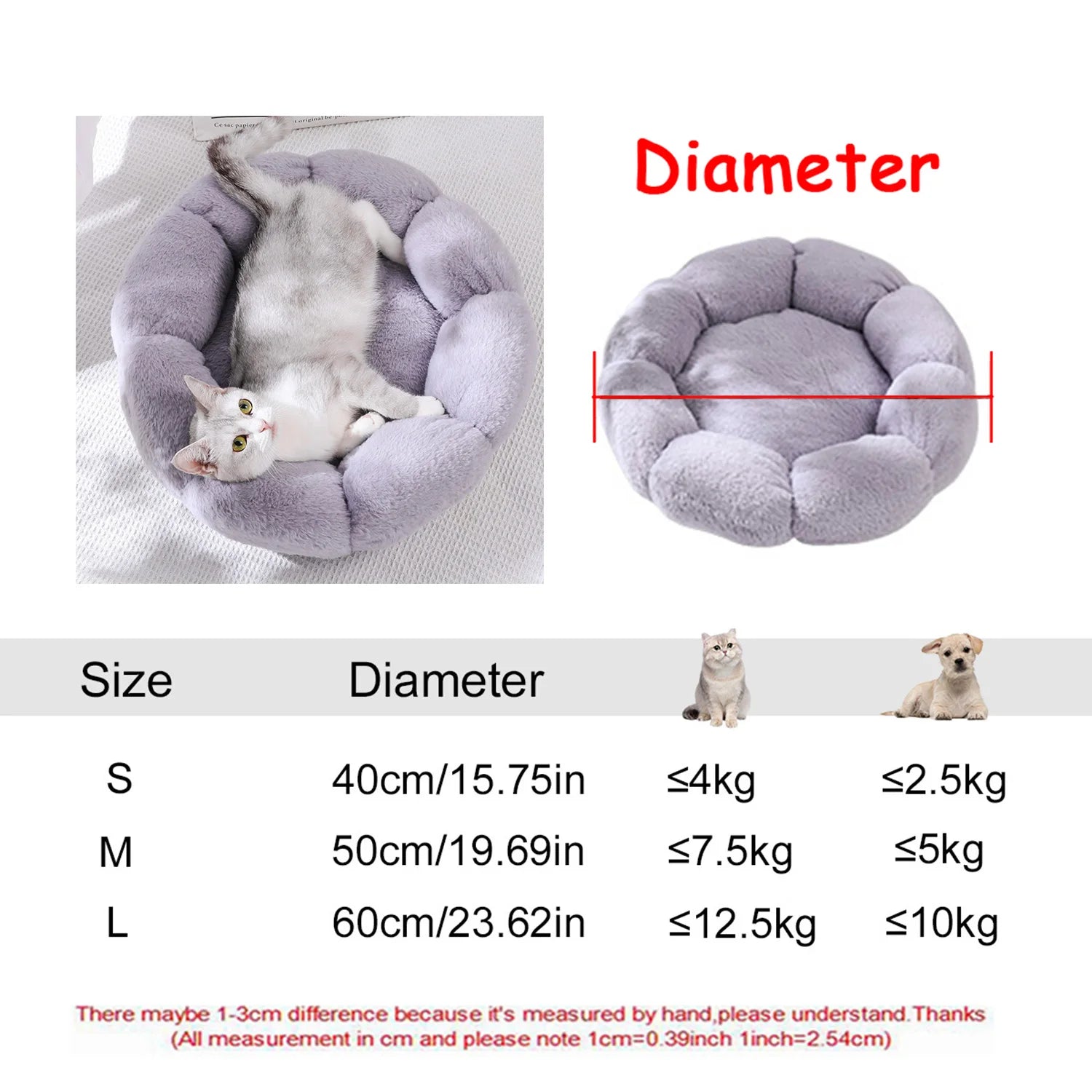 Zavero™ Round Plush Pet Bed — Washable Warm Basket Sofa