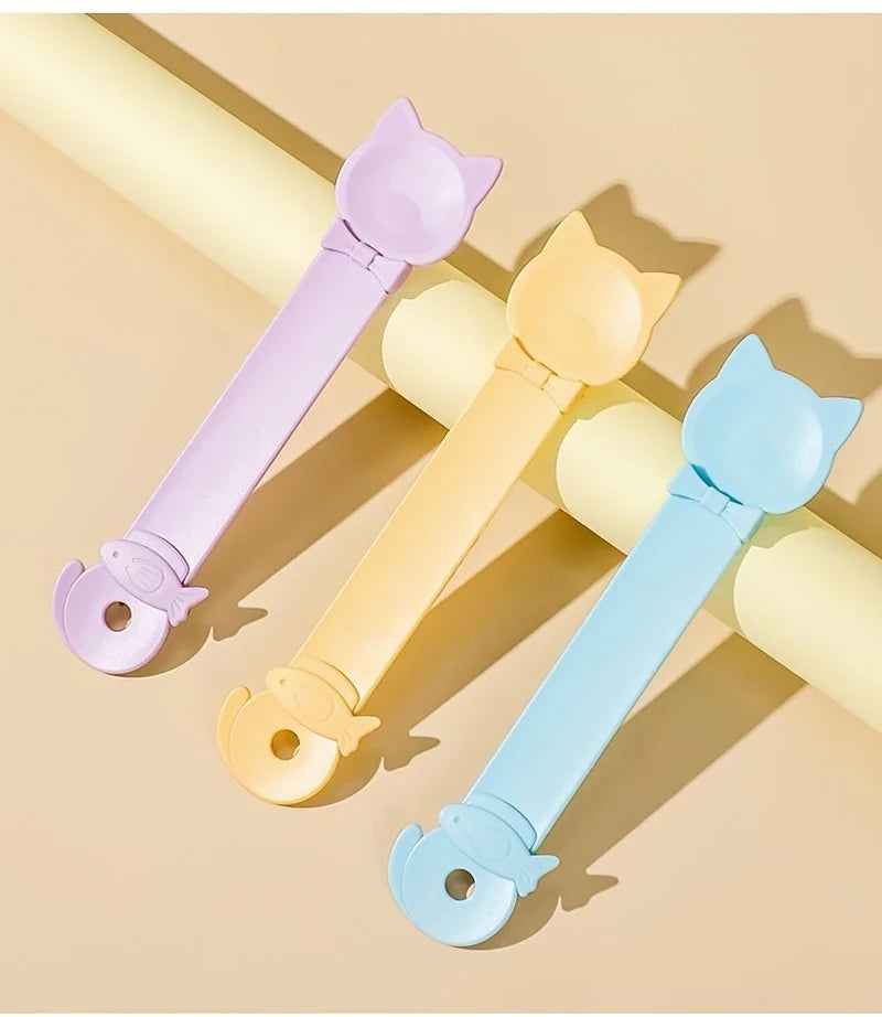 Easy-Squeeze Cat Treat Dispenser - Long Handle Lickable Wet Food Feeder for Cats, Durable Plastic Pet Snack Spoon, Cat Food.