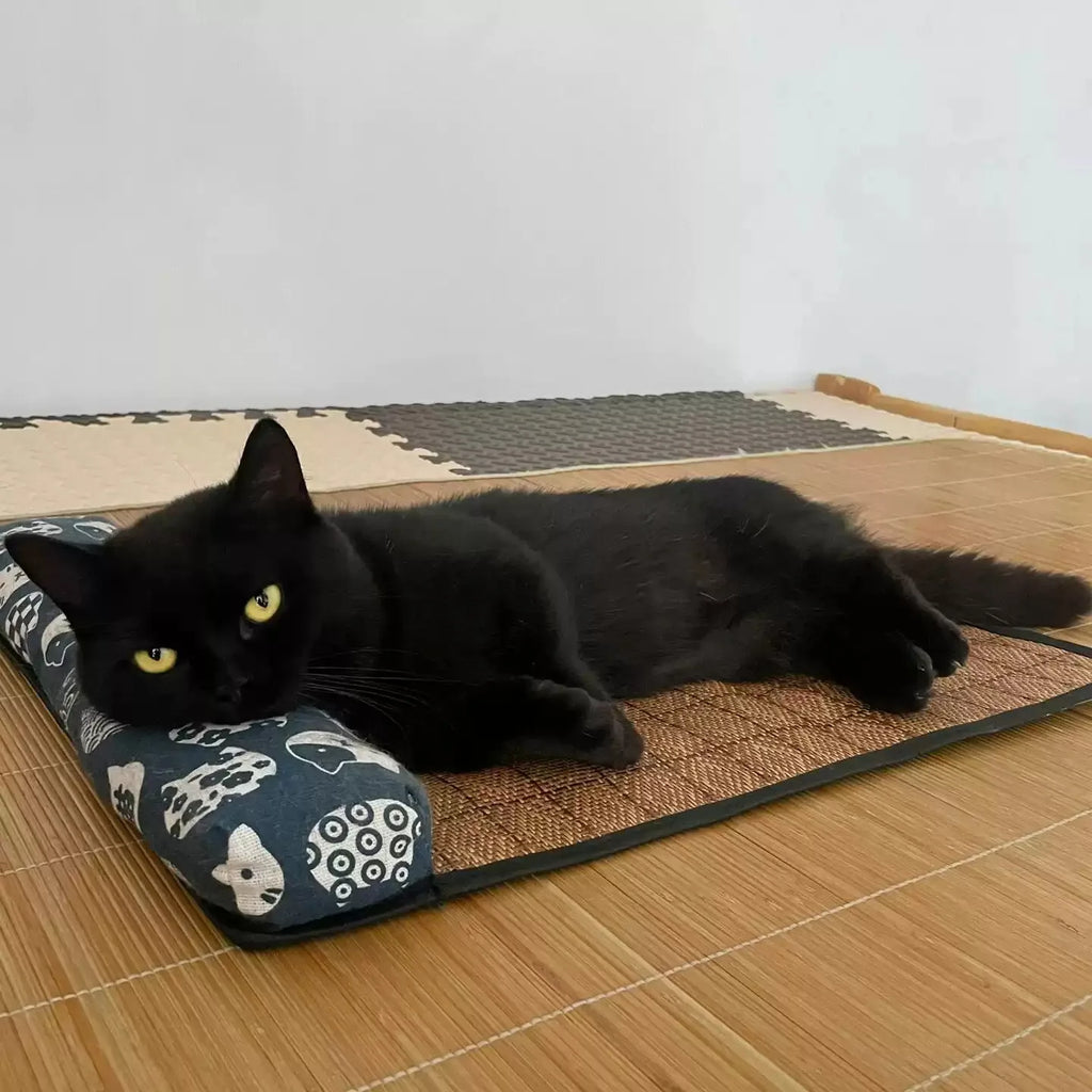 Zavero™ Rattan Cooling Cat Mat — Natural Self-Cool Summer Bed