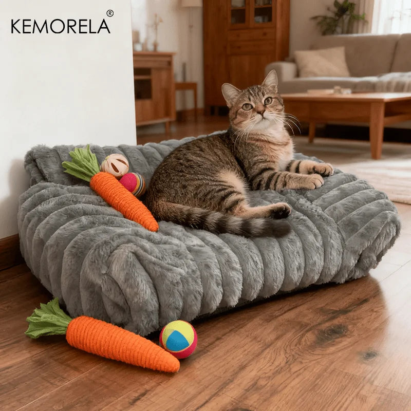 Zavero™ Striped Cat Sofa Bed — Breathable All-Season Pet Nest
