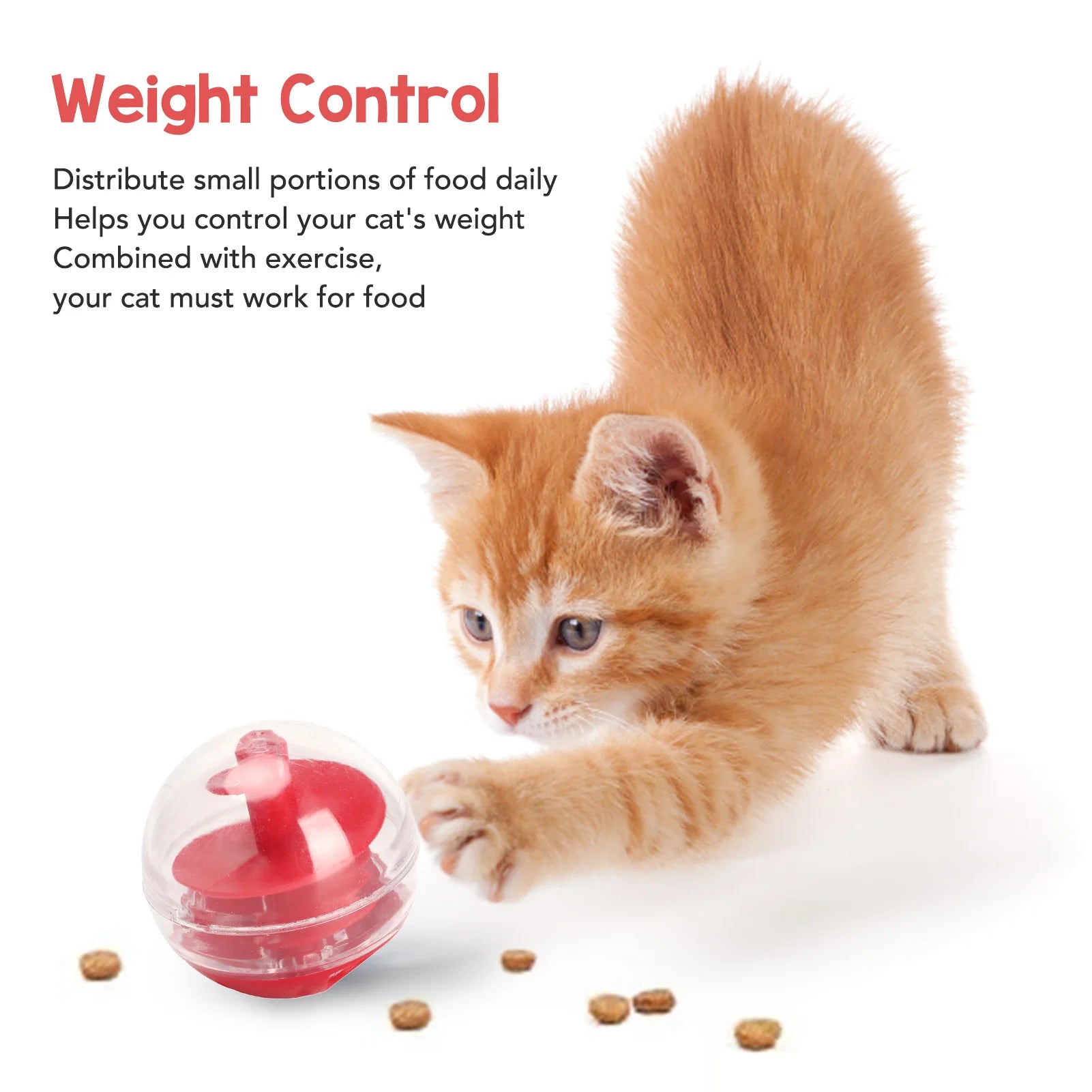 Cat Treat Dispensing Ball Bite Resistant Interactive Pet Slow Feeder Puzzle Ball for Kitten Cat Food Dispensing Ball