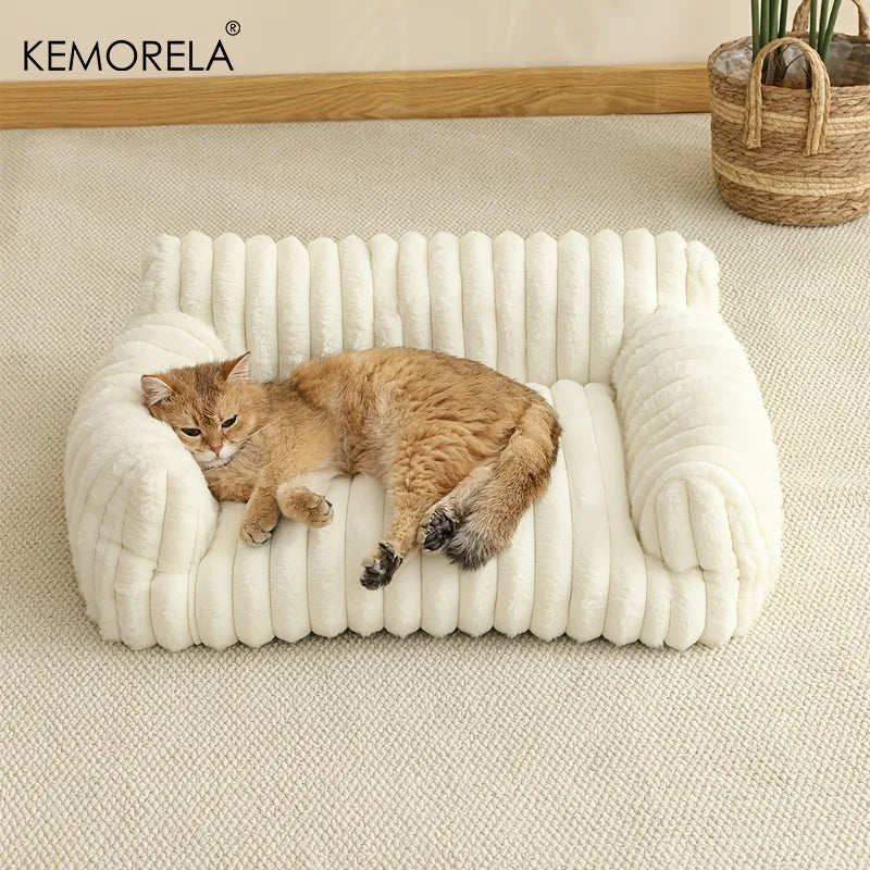 Zavero™ Striped Cat Sofa Bed — Breathable All-Season Pet Nest
