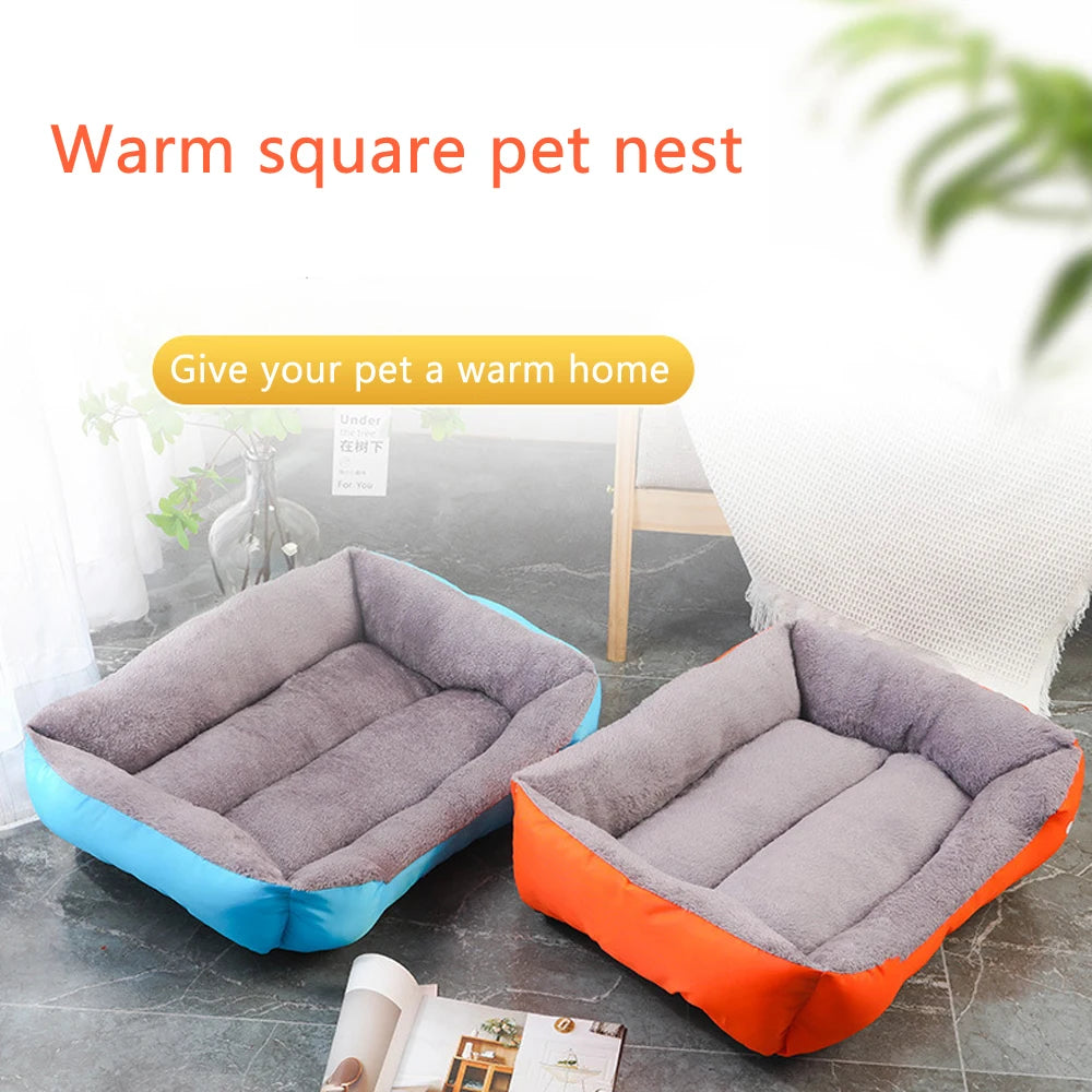 Zavero™ Soft Square Dog Sofa — Washable Warm Kennel Cushion