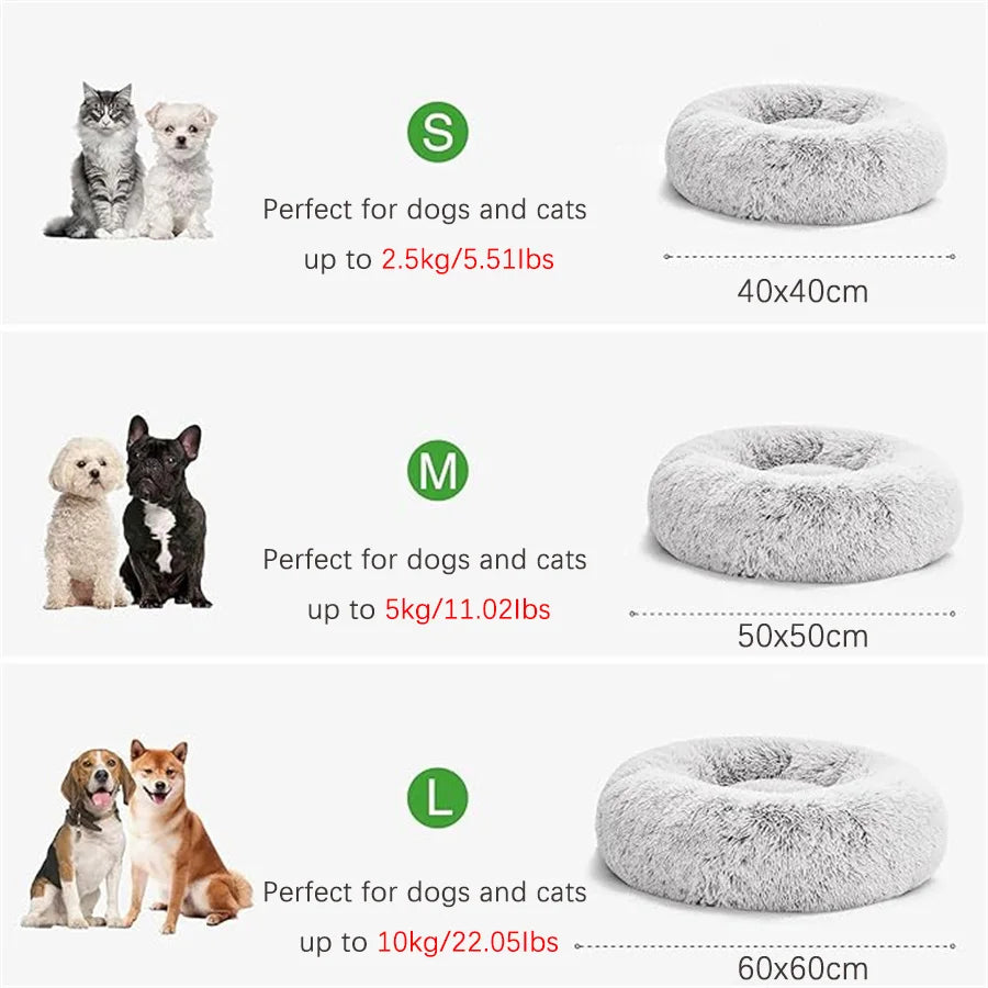 Zavero™ Donut Cat Bed — Plush Faux Fur Washable Calm Nest