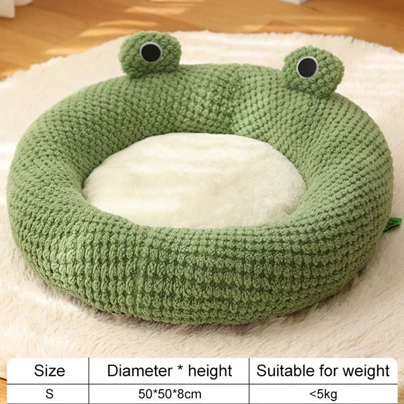 Zavero™ Frog Shape Cat Villa — Semi-Enclosed Warm Plush Nest