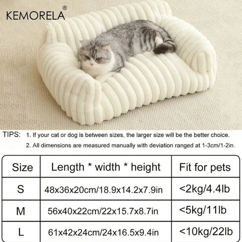 Zavero™ Striped Cat Sofa Bed — Breathable All-Season Pet Nest