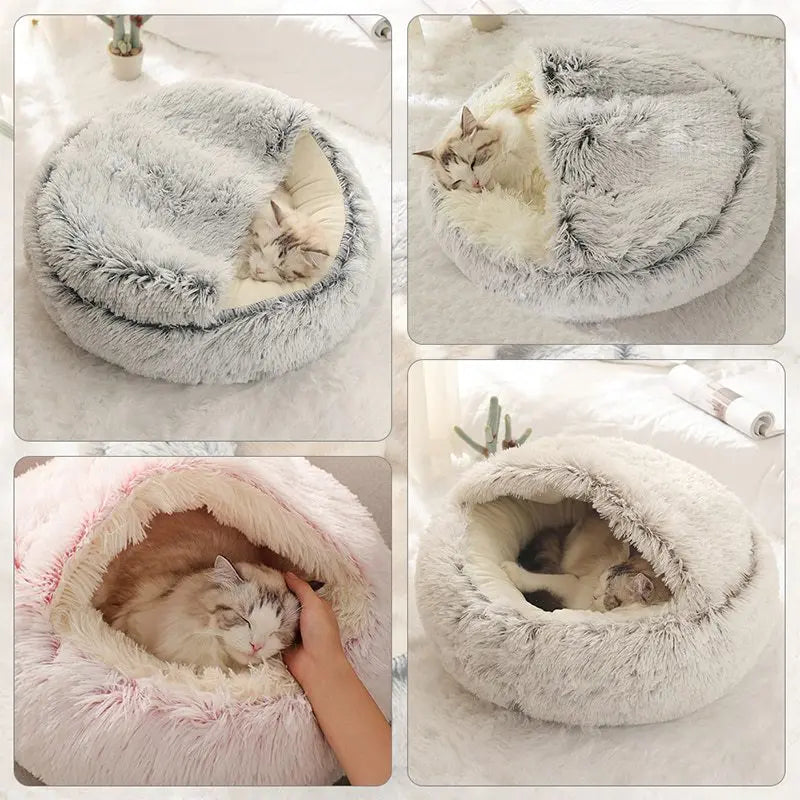 Zavero™ Cave Cat Nest — Plush Warm Sleeping Bed for Kittens