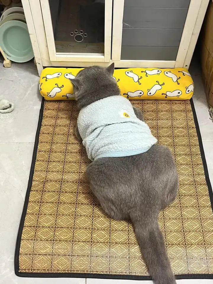 Zavero™ Rattan Cooling Cat Mat — Natural Self-Cool Summer Bed