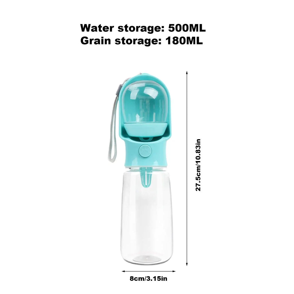 Portable Food Grade Material Dog Cat Travel Pet Water Cup Bottle with Food Dispenser Puppies Outdoor Walking Bowl 320/500ml
