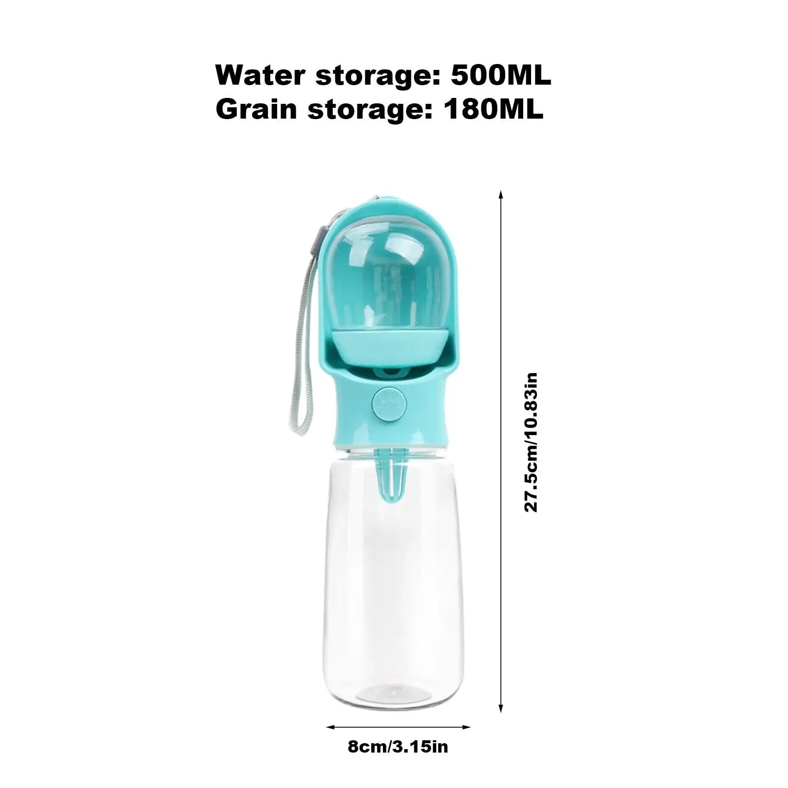 Portable Food Grade Material Dog Cat Travel Pet Water Cup Bottle with Food Dispenser Puppies Outdoor Walking Bowl 320/500ml