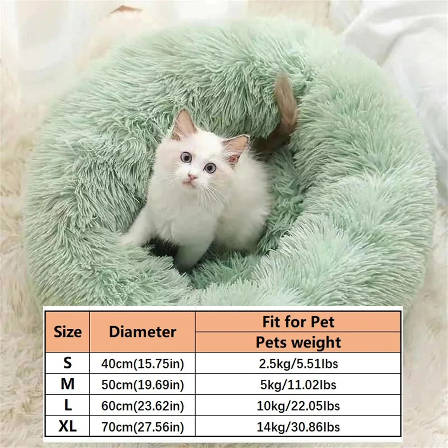 Zavero™ Donut Cat Bed — Plush Faux Fur Washable Calm Nest