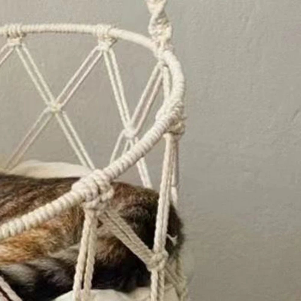 Zavero™ Woven Kitten Hammock — Bohemian Hanging Cat Bed