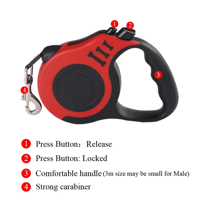Zavero™ Retractable Dog Leash — Durable Nylon Travel Lead