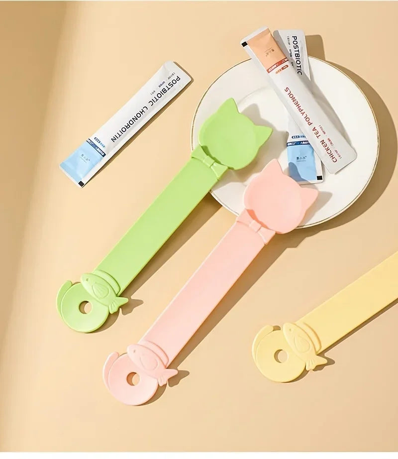 Easy-Squeeze Cat Treat Dispenser - Long Handle Lickable Wet Food Feeder for Cats, Durable Plastic Pet Snack Spoon, Cat Food.