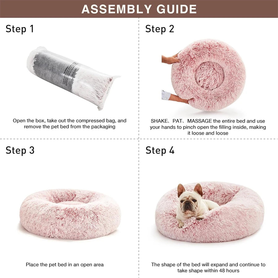 Zavero™ Donut Cat Bed — Plush Faux Fur Washable Calm Nest