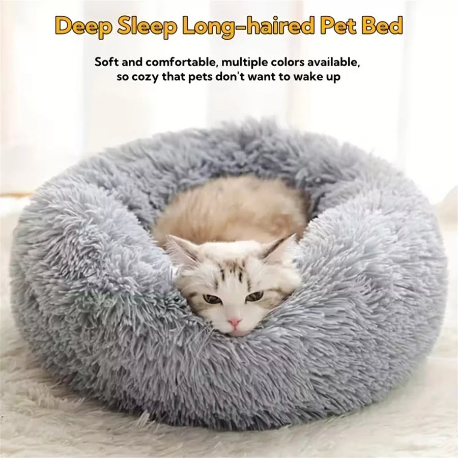 Zavero™ Donut Cat Bed — Plush Faux Fur Washable Calm Nest