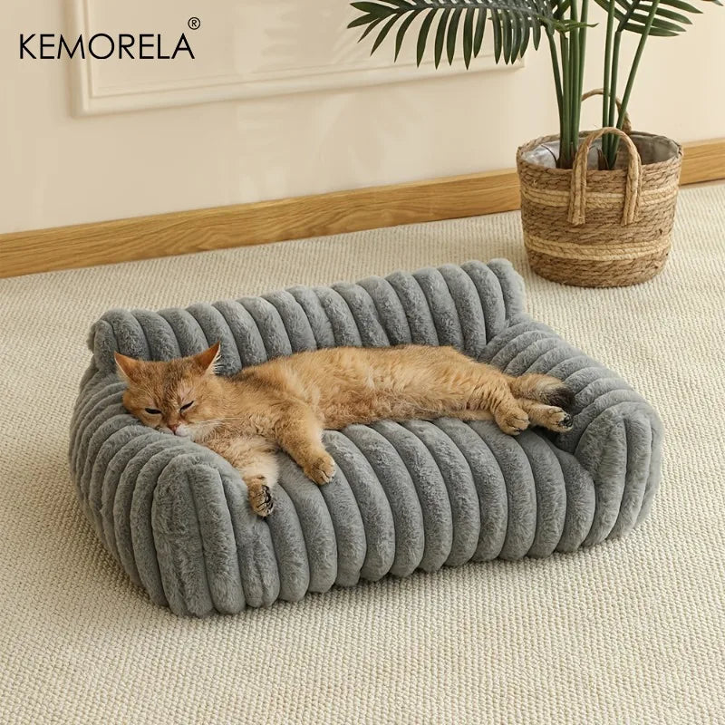 Zavero™ Striped Cat Sofa Bed — Breathable All-Season Pet Nest