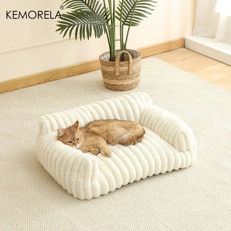 Zavero™ Striped Cat Sofa Bed — Breathable All-Season Pet Nest