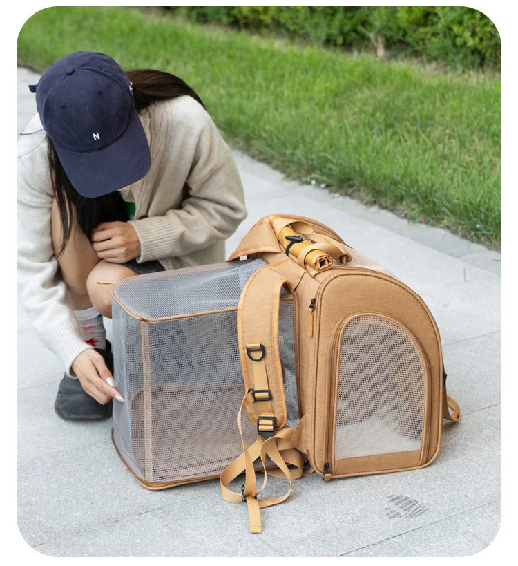 Portable Cat Backpack Expandable Large Capacity Pet Backpack Foldable