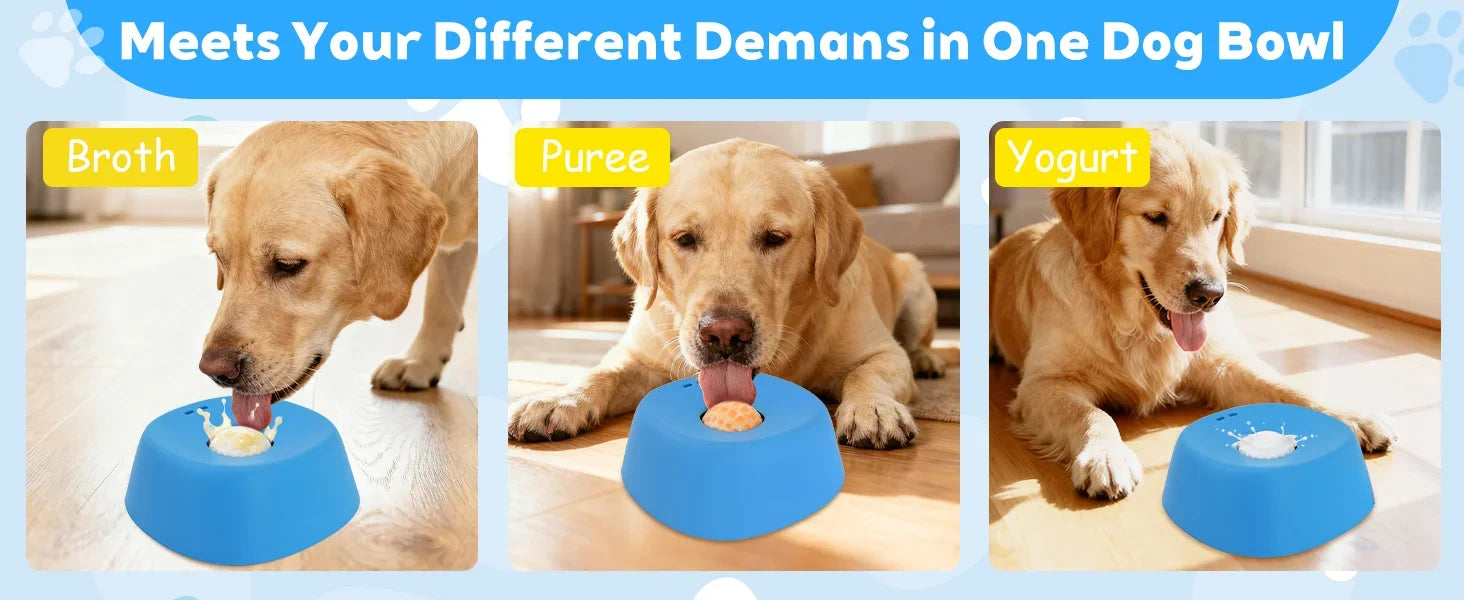 Anti-Choking Slow Feeder Dog Bowl Non-Slip 3/4 Cup - Lick Toy for Liquid Treats Bone Broth Yogurt