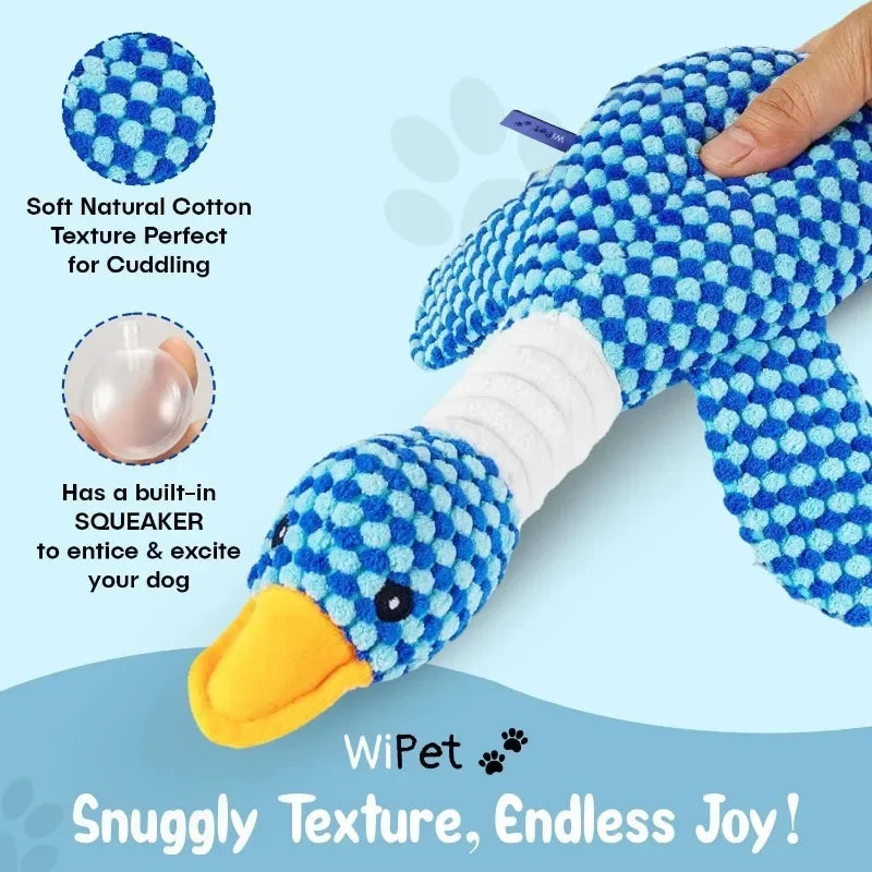 New blue goose dog toy cat toy pet toy double color goose tough bite chew plush sound toy plush toy pet supplies