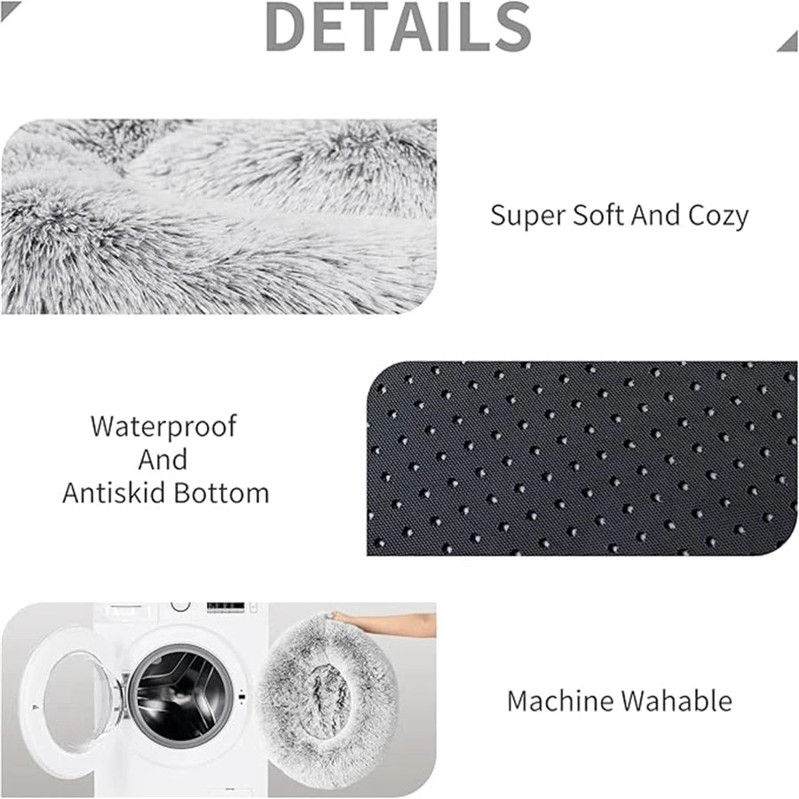 Zavero™ Donut Cat Bed — Plush Faux Fur Washable Calm Nest