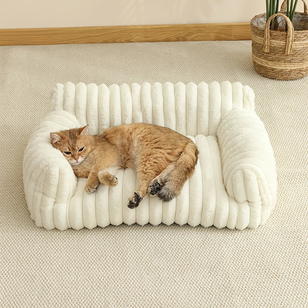 Zavero™ Striped Cat Sofa Bed — Breathable All-Season Pet Nest