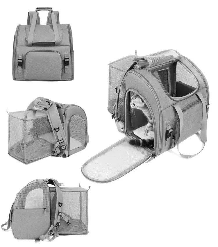 Portable Cat Backpack Expandable Large Capacity Pet Backpack Foldable