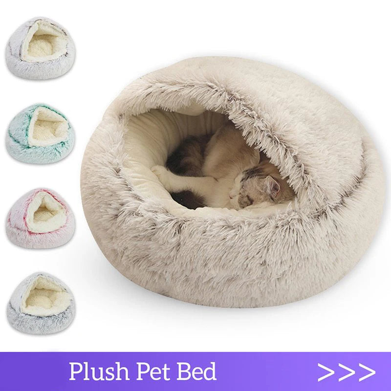 Zavero™ Cave Cat Nest — Plush Warm Sleeping Bed for Kittens
