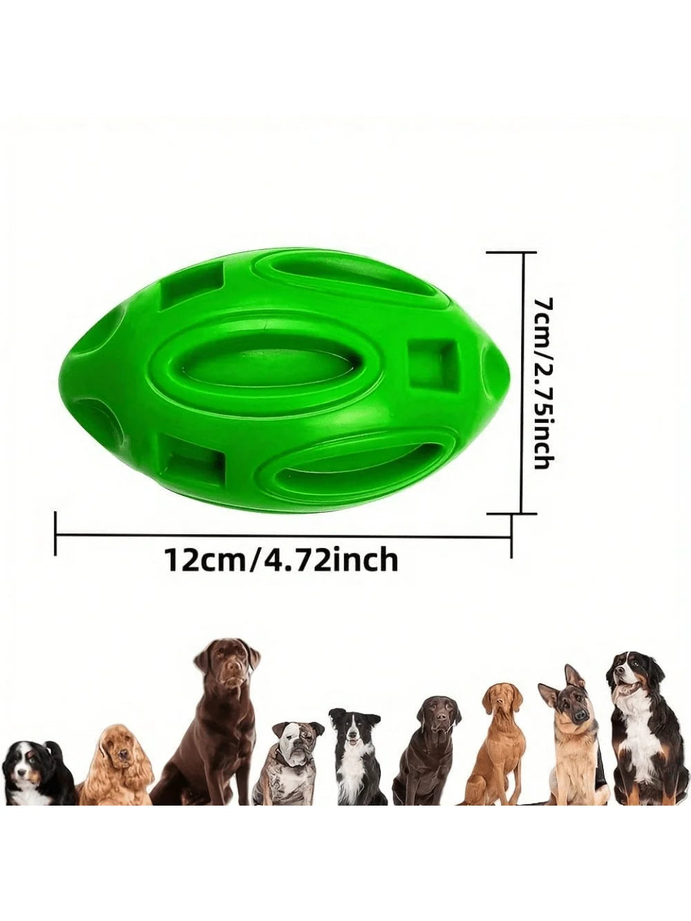 1pc Indestructible Squeaky Rugby Ball Dog Chew Toy - Durable Rubber Ball For Aggressive Chewers, Teething And Play Fun