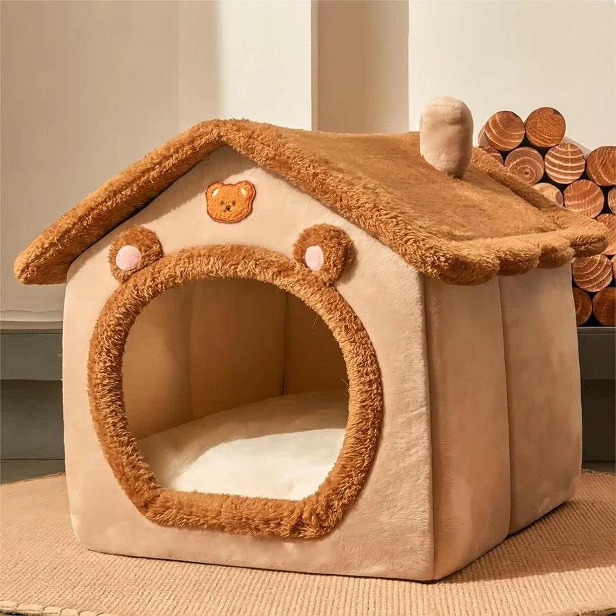 Zavero™ Foldable Pet Cave House — Washable Sofa Bed for Cats