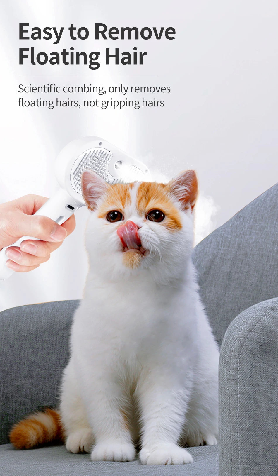 Zavero™ Steam Grooming Brush — Electric Spray Comb for Pets