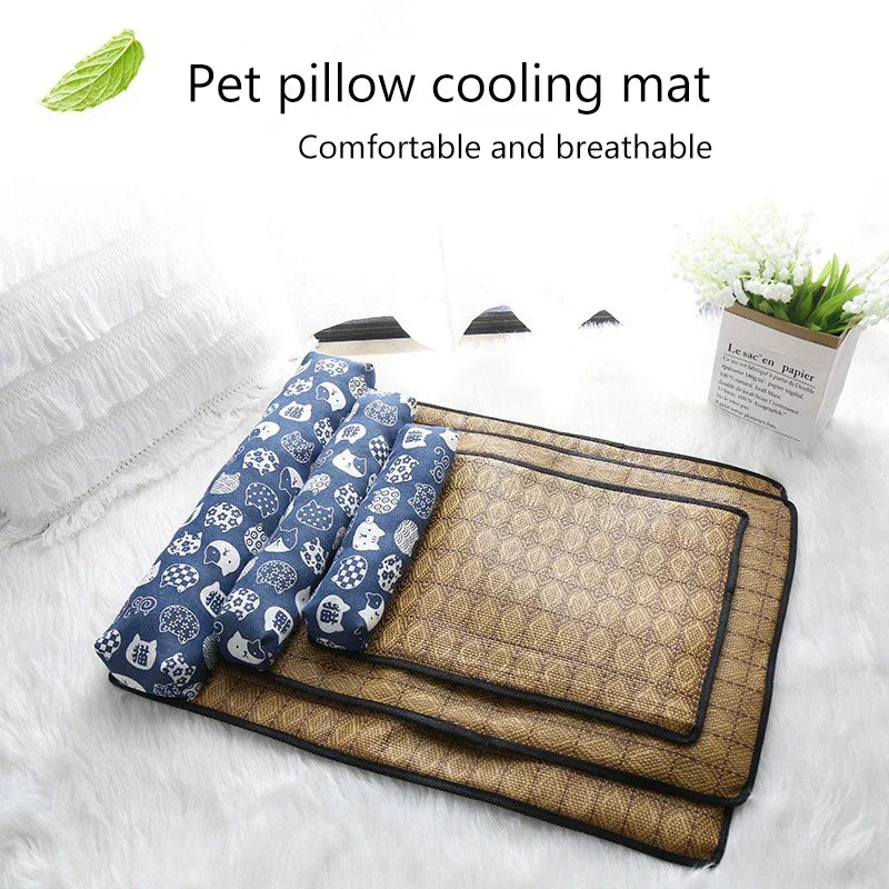 Zavero™ Rattan Cooling Cat Mat — Natural Self-Cool Summer Bed