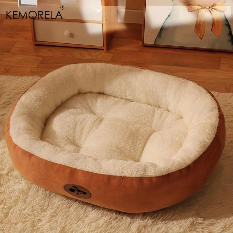 Zavero™ Oval Snuggle Cat Bed — Plush Warm Nest for All Seasons