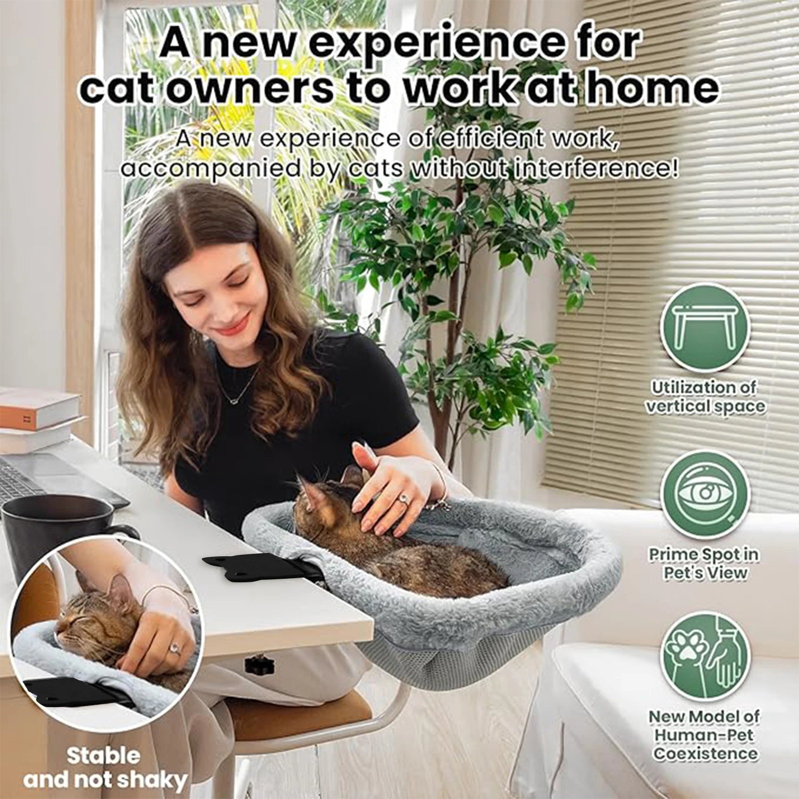 Zavero™ Folding Cat Desk Bed — Space-Saving Hammock Perch