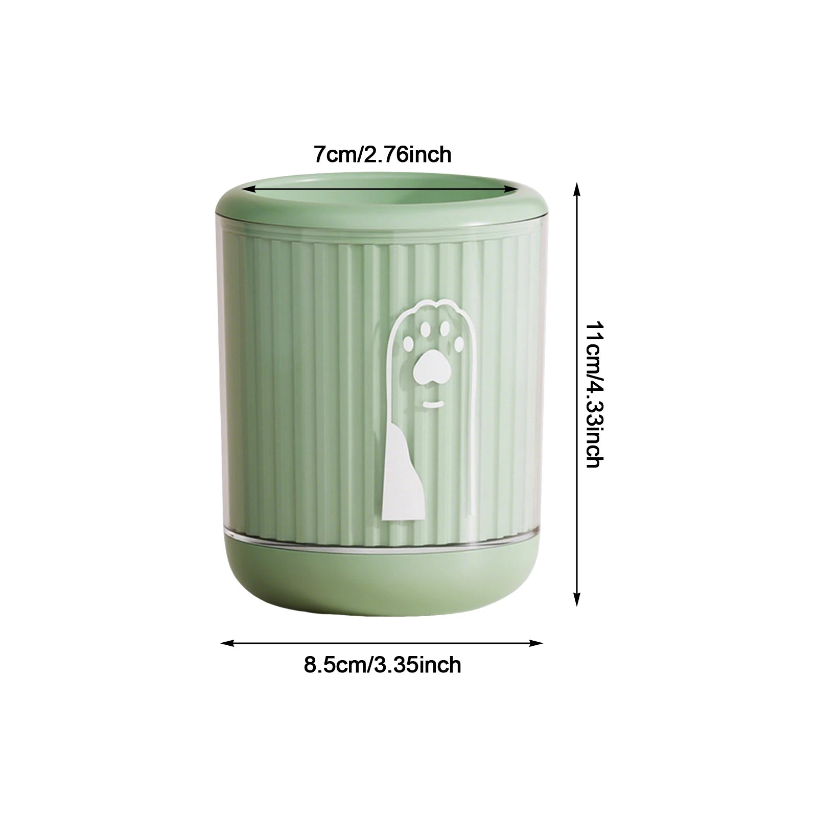 Taller green ribbed PawRinse cup with paw sprayer insert