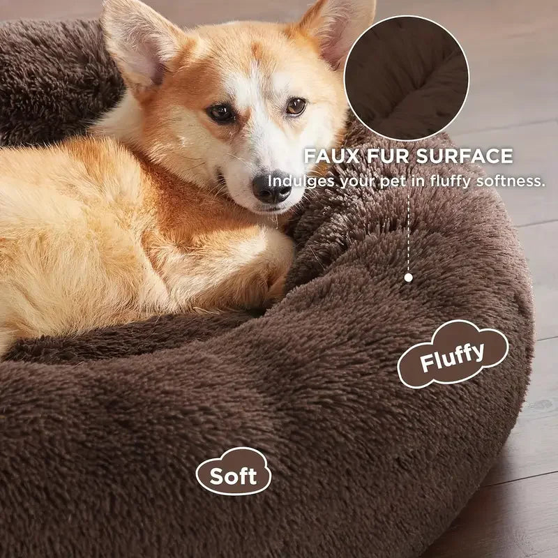Zavero™ Round Plush Pet Bed — Washable Warm Basket Sofa
