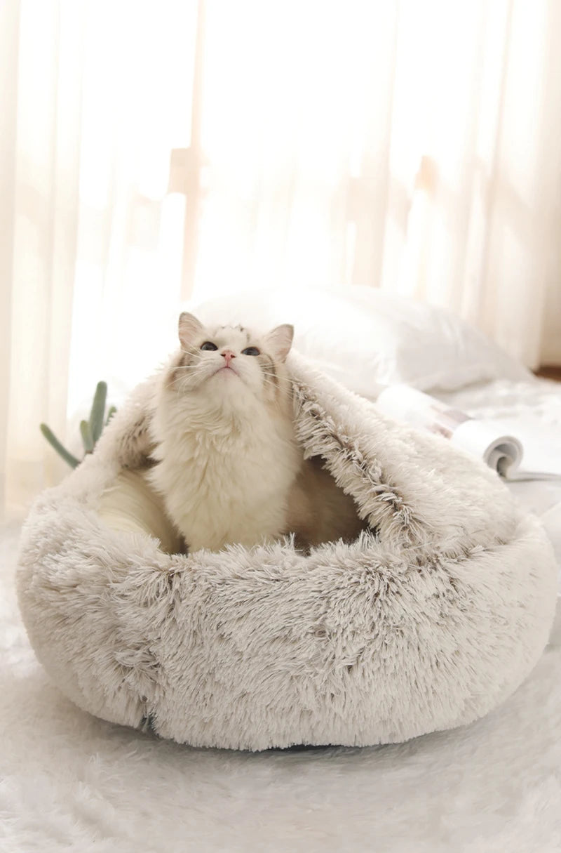 Zavero™ Cave Cat Nest — Plush Warm Sleeping Bed for Kittens