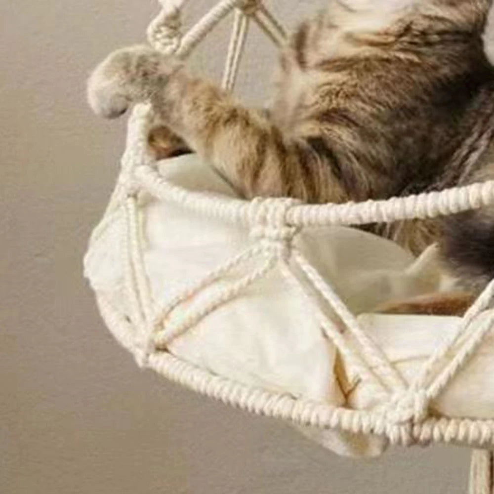 Zavero™ Woven Kitten Hammock — Bohemian Hanging Cat Bed