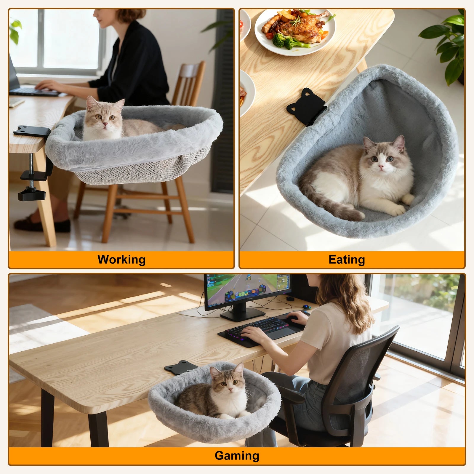 Zavero™ Folding Cat Desk Bed — Space-Saving Hammock Perch