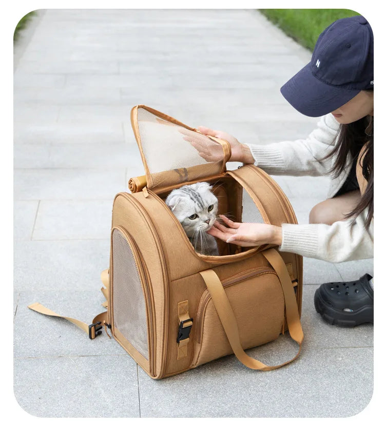 Portable Cat Backpack Expandable Large Capacity Pet Backpack Foldable