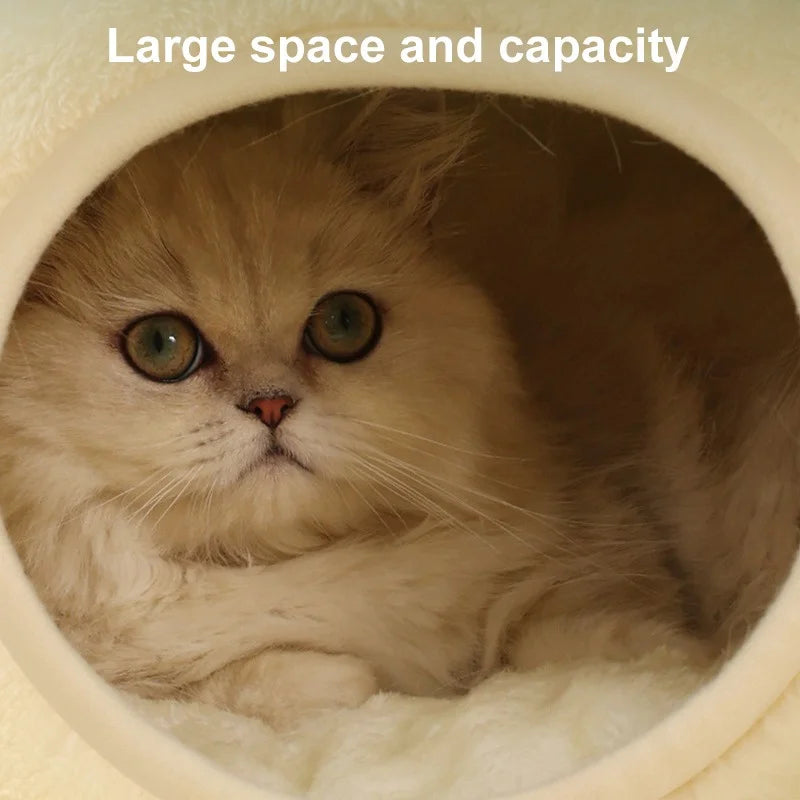 Zavero™ Frog Shape Cat Villa — Semi-Enclosed Warm Plush Nest